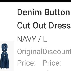 Chic Navy Denim Dress with Button Accents